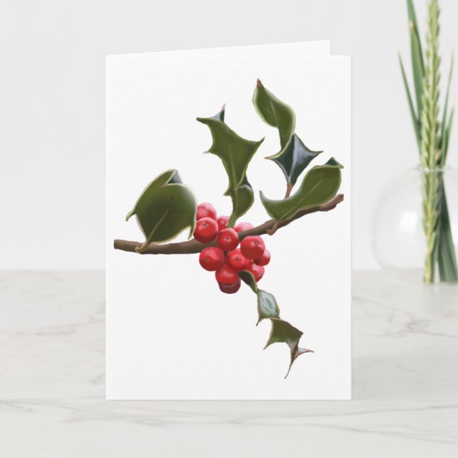Holly Berries Christmas Card (Front)