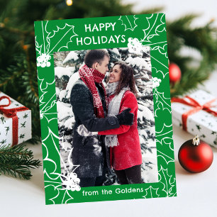 Holly Berries Christmas CUSTOM PHOTO  Holiday Card