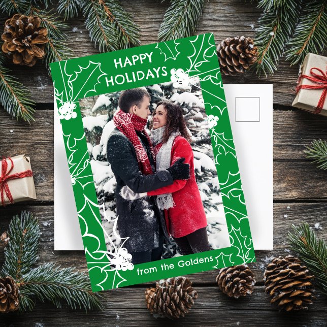 Holly Berries Christmas CUSTOM PHOTO Postcard (Holly Berries Christmas CUSTOM PHOTO Postcard
)