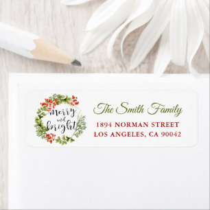 Holly Berries Christmas Holiday Return Address