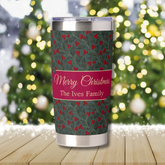 Holly Berries Christmas Insulated Tumbler