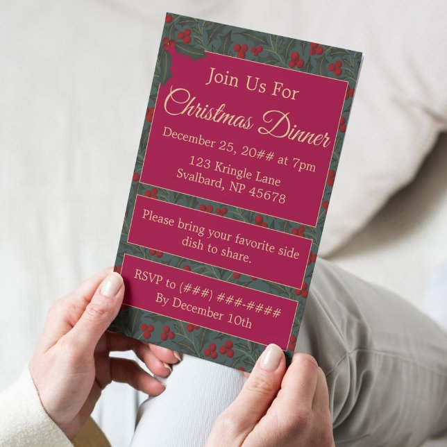Holly Berries Christmas Invitation (Creator Uploaded)