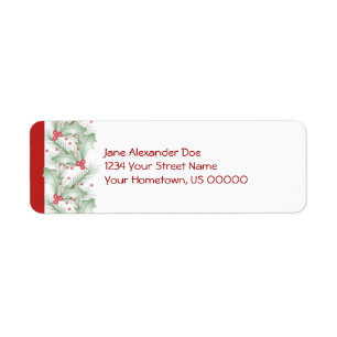 Holly Berries Christmas Return Label