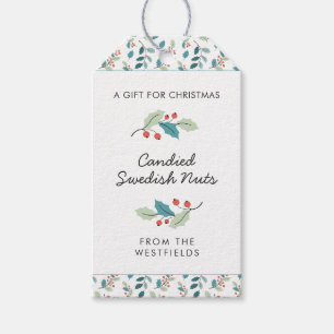 Holly Berries Christmas Theme Food Gift Tags