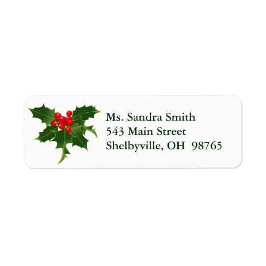Holly Berries Design Return Address Labels