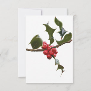 Holly Berries Flat Christmas Card