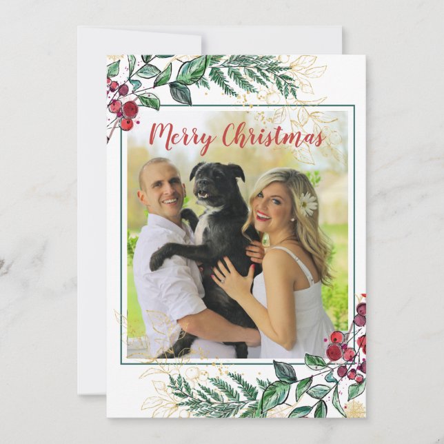 Holly Berries Floral Botanical Photo Christmas (Front)