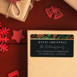 Holly Berries Foliage Christmas Return Address Label<br><div class="desc">Enhance your holiday mail with our Winter Foliage Return Address Label. A dark green backdrop with a faux gold border,  "Merry Christmas" in serif typography,  and your family name in handwritten script make a stunning statement. Your return address details are elegantly displayed in matching serif type.</div>