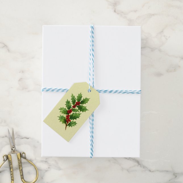 Holly & Berries Gift Tag (With Twine)