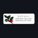Holly Berries & Greenery Return Address Label<br><div class="desc">Complete your Holly Berries & Greenery Winter and/or Christmas return address labels.

To use the address label- choose from two cursive fonts,  a print font,  or long name font for the name. You can use a 3rd line for the address in the address place.</div>