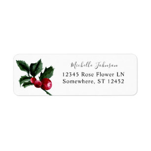 Holly Berries & Greenery Return Address Label