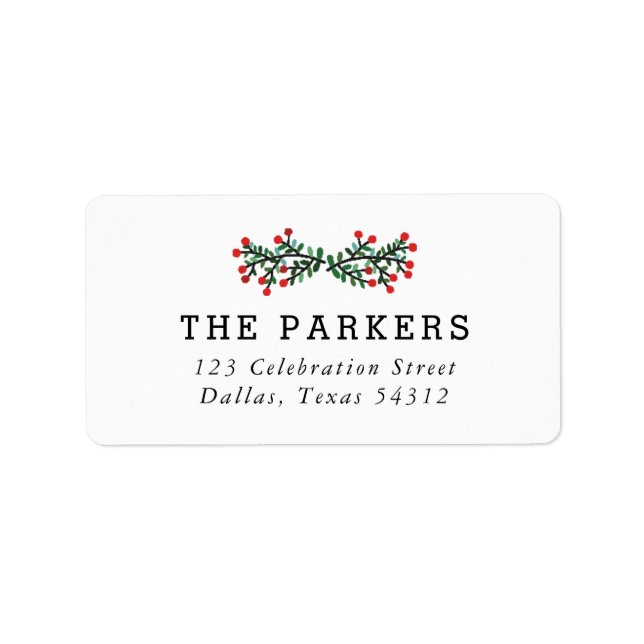 Holly Berries Holiday / Christmas Return Address Label (Front)