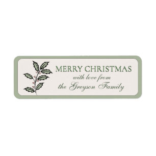 Holly Berries Holiday Green Border Rounded Corner 