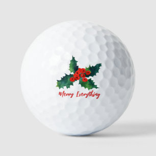 Holly berries Merry Everything Holiday    Golf Balls