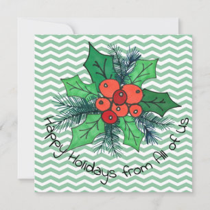 Holly Berries on Chevron Holiday Card