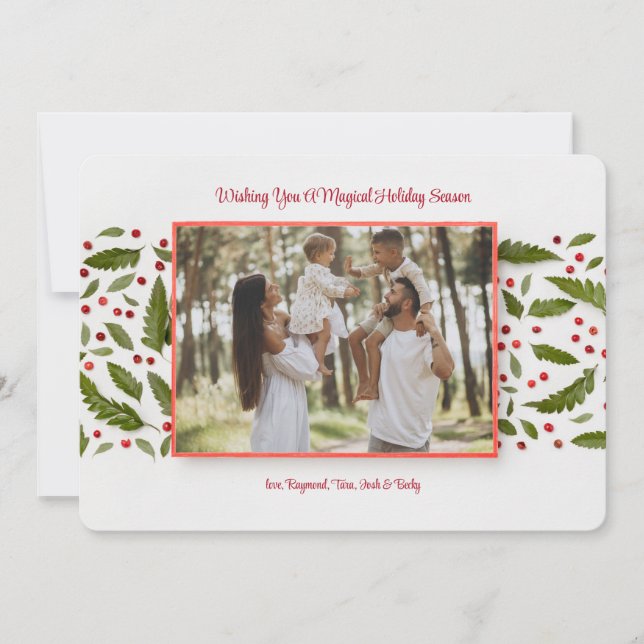 Holly Berries Photo Holiday Greeting Card (Front)