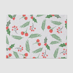Holly Berries Pine Winter Foliage Tissue Paper