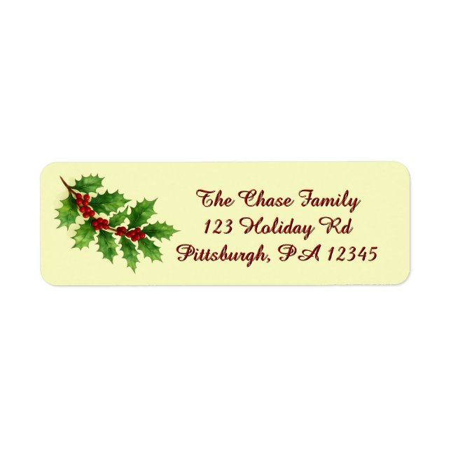 Holly & Berries return address (Front)