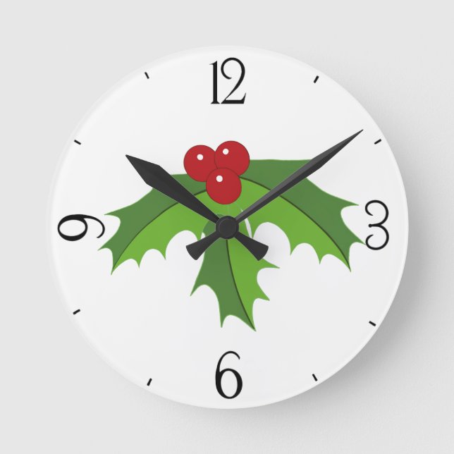 Holly Berries Round Clock (Front)
