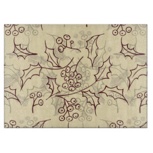 Holly berries seamless design cutting board