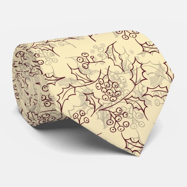 Holly berries seamless design tie (Rolled)
