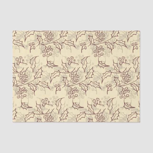 Holly berries seamless design tissue paper (Front)