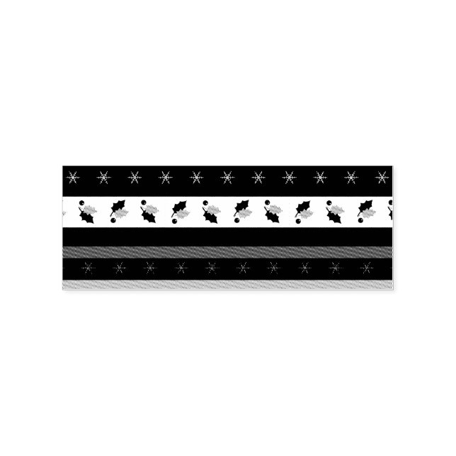 Holly Berries Snowflakes Border Stamp (Imprint)