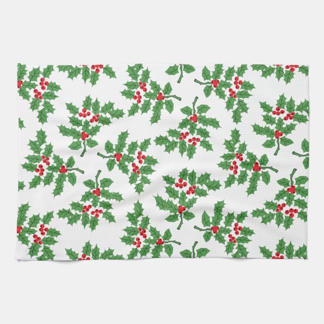 Holly Berries Tea Towel (Horizontal)