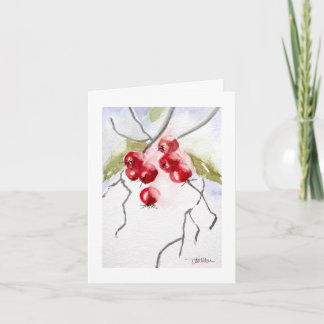 Holly Berries Watercolor Christmas Card