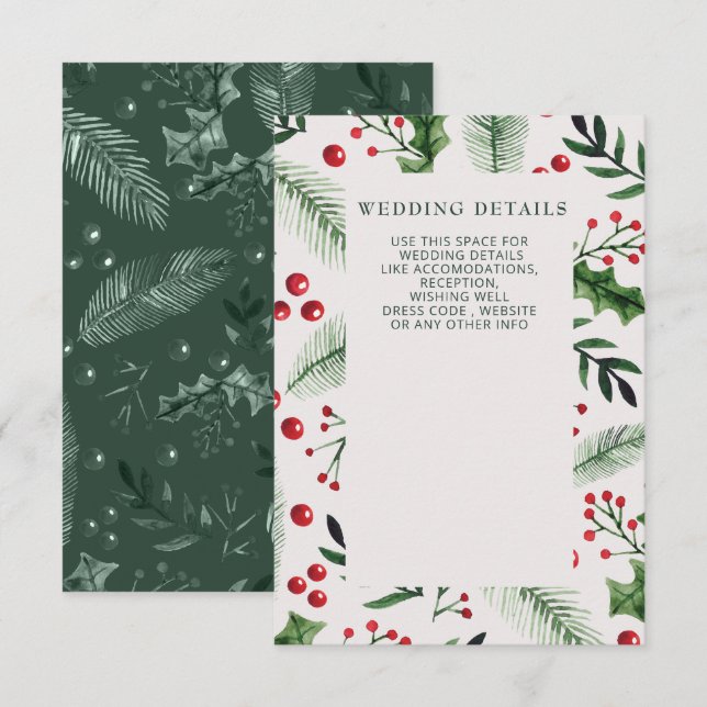 Holly Berries Winter Wedding Enclosure Card (Front/Back)