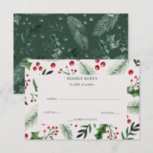 Holly Berries Winter Wedding RSVP Card