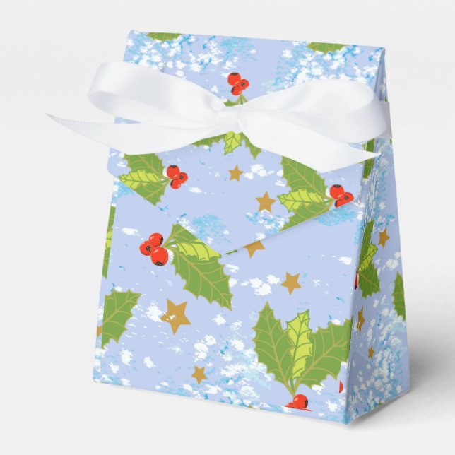 Holly berry and leaves surface pattern design favour box (Front Side)