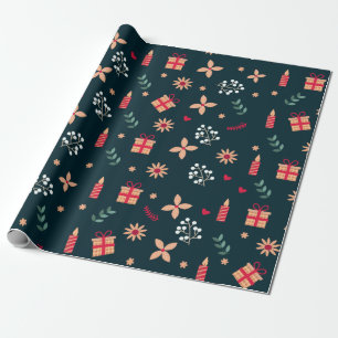 Holly Berry Art Pattern Christmas Art Candle Art C Wrapping Paper