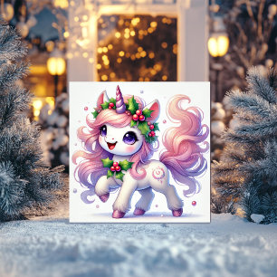 Holly Berry Bliss Unicorn Holiday Card