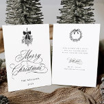 Holly Berry Bouquet Romantic Christmas Photo Flat  Holiday Card<br><div class="desc">This simple Christmas flat card features elegant and romantic swirly calligraphy lettering with a winter holly berry bouquet and custom text on the back. For more advanced customisation of this design,  please click the BLUE DESIGN TOOL BUTTON above!</div>