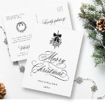 Holly Berry Bouquet Romantic Merry Christmas Postcard<br><div class="desc">This simple Christmas postcard features elegant and romantic swirly calligraphy lettering with a winter holly berry bouquet and custom text on the back. For more advanced customisation of this design,  please click the BLUE DESIGN TOOL BUTTON above!</div>