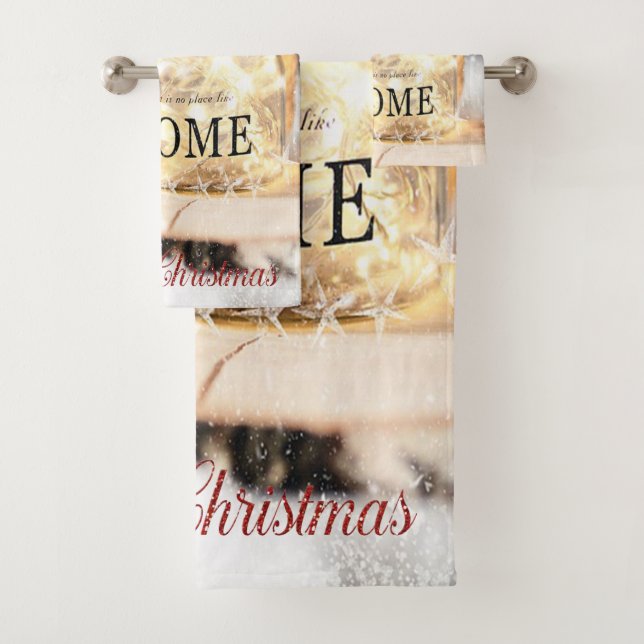 Holly Berry,Candle,Christmas Bath Towel Set (Insitu)