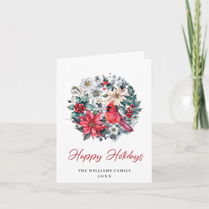 Holly Berry Cardinal Christmas Corporate Greeting Holiday Card