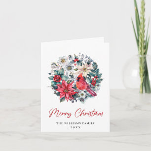 Holly Berry Cardinal Christmas Corporate Greeting Holiday Card
