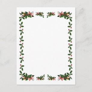 Holly Berry Christmas Border Holiday Postcard