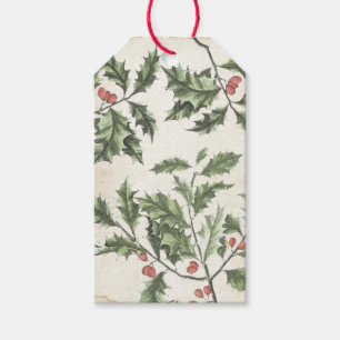 Holly Berry Christmas Greenery Parchment Vintage Gift Tags