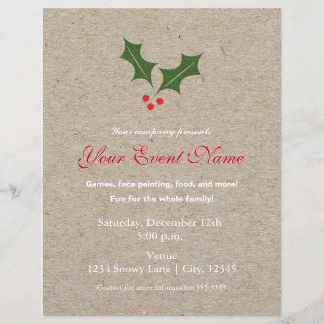 Holly Berry Christmas Holiday Event Flyer Poster (Front)