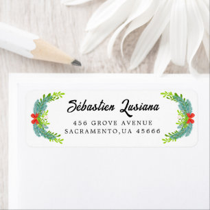 Holly Berry Christmas Holiday Return Address