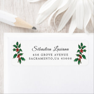 Holly Berry Christmas Holiday Return Address