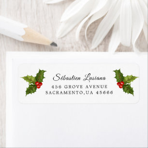 Holly Berry Christmas Holiday Return Address
