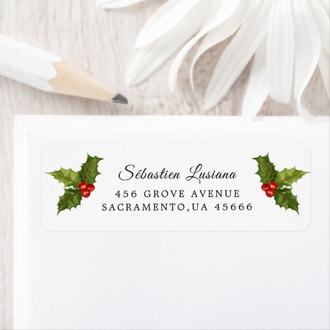 Holly Berry Christmas Holiday Return Address (Insitu)