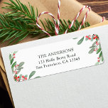 Holly Berry Christmas Holiday Return Address<br><div class="desc">Send holiday cheer to your family and friends. This design features watercolor holly berries and mistletoe branches. Matching items are also available.</div>