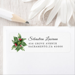 Holly Berry Christmas Holiday Return Address