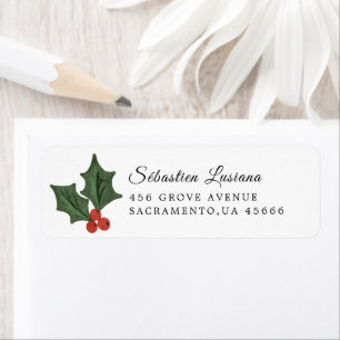 Holly Berry Christmas Holiday Return Address
