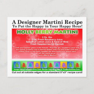 Holly Berry Christmas Martini Recipe Postcard